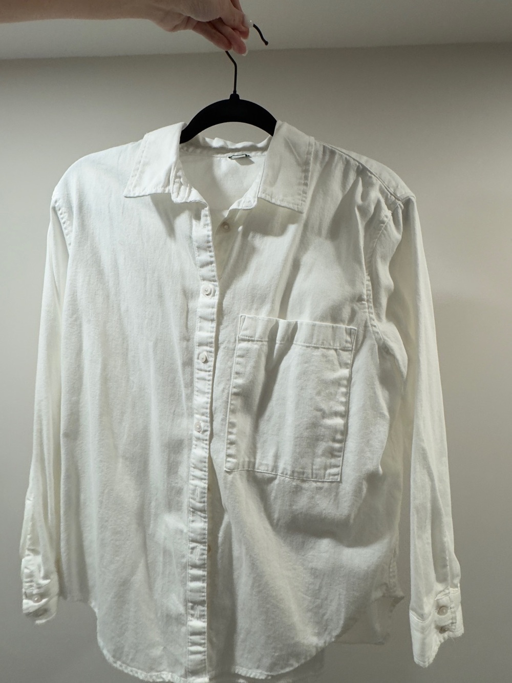 aerie White Long-Sleeve Button-Up Pocket Shirt